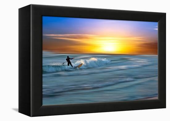 Coastal Scene with Surfer-Josh Adamski-Framed Premier Image Canvas