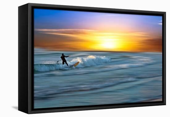 Coastal Scene with Surfer-Josh Adamski-Framed Premier Image Canvas