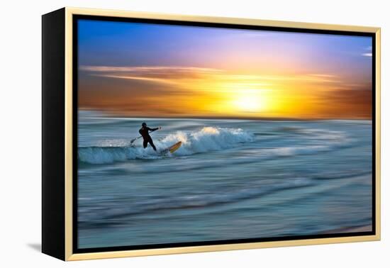 Coastal Scene with Surfer-Josh Adamski-Framed Premier Image Canvas