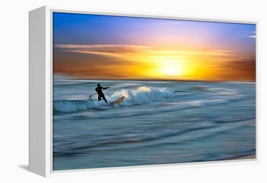 Coastal Scene with Surfer-Josh Adamski-Framed Premier Image Canvas