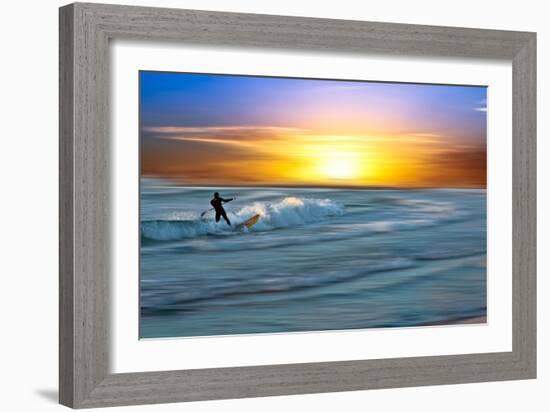 Coastal Scene with Surfer-Josh Adamski-Framed Photographic Print