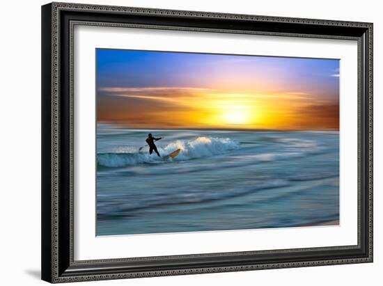 Coastal Scene with Surfer-Josh Adamski-Framed Photographic Print