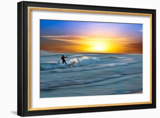 Coastal Scene with Surfer-Josh Adamski-Framed Photographic Print