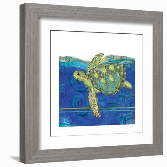 Coastal-Sea Turtle-Swirly Ocean-Robbin Rawlings-Framed Art Print