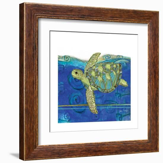 Coastal-Sea Turtle-Swirly Ocean-Robbin Rawlings-Framed Art Print