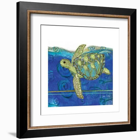 Coastal-Sea Turtle-Swirly Ocean-Robbin Rawlings-Framed Art Print