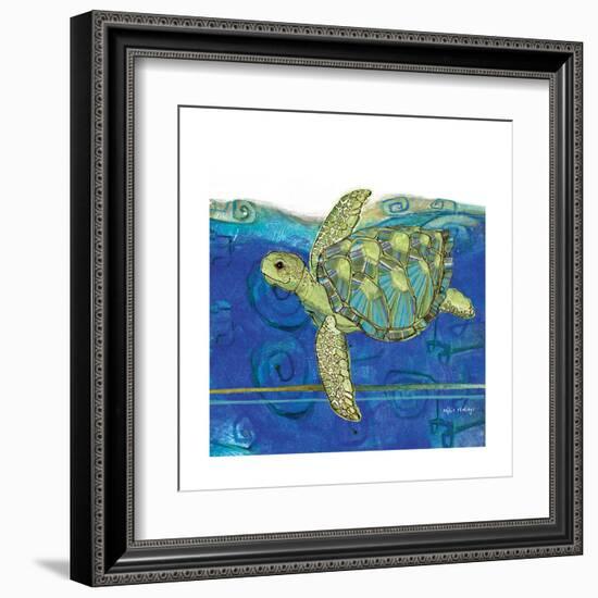 Coastal-Sea Turtle-Swirly Ocean-Robbin Rawlings-Framed Art Print