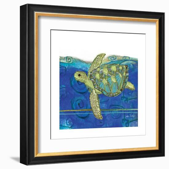 Coastal-Sea Turtle-Swirly Ocean-Robbin Rawlings-Framed Art Print