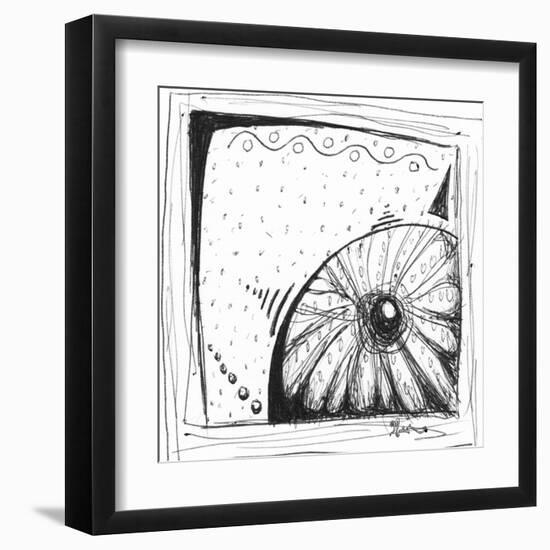 Coastal Sea Urchin Shell Beach Sketch-Megan Aroon Duncanson-Framed Art Print