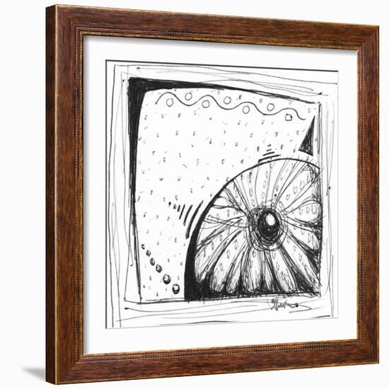 Coastal Sea Urchin Shell Beach Sketch-Megan Aroon Duncanson-Framed Art Print