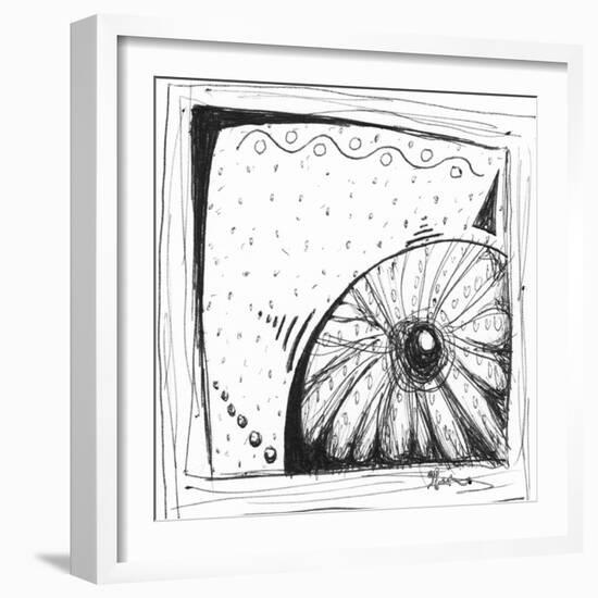 Coastal Sea Urchin Shell Beach Sketch-Megan Aroon Duncanson-Framed Art Print