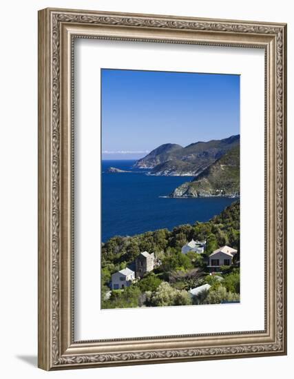 Coastal View of Pino, Le Cap Corse, Corsica, France-Walter Bibikow-Framed Photographic Print