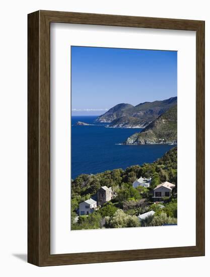 Coastal View of Pino, Le Cap Corse, Corsica, France-Walter Bibikow-Framed Photographic Print