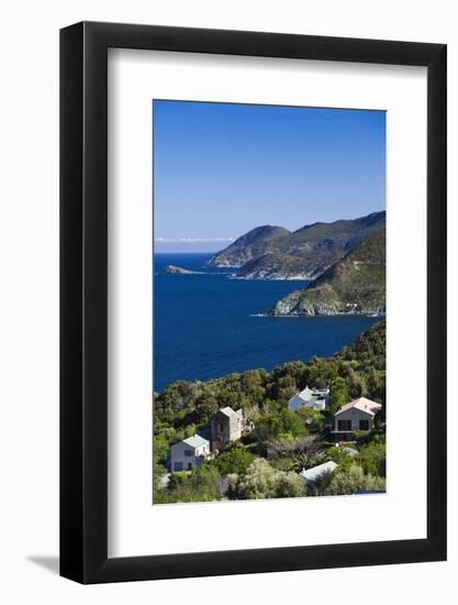 Coastal View of Pino, Le Cap Corse, Corsica, France-Walter Bibikow-Framed Photographic Print