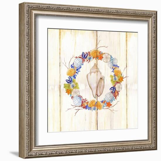 Coastal Wreath and Shell 1-Mary Escobedo-Framed Art Print