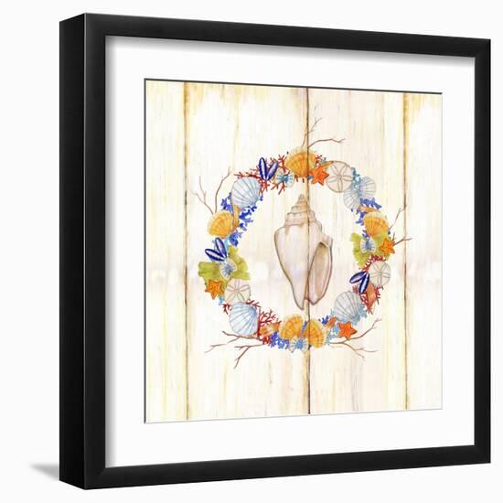 Coastal Wreath and Shell 1-Mary Escobedo-Framed Art Print