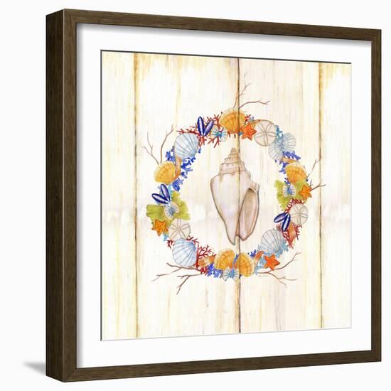 Coastal Wreath and Shell 1-Mary Escobedo-Framed Art Print