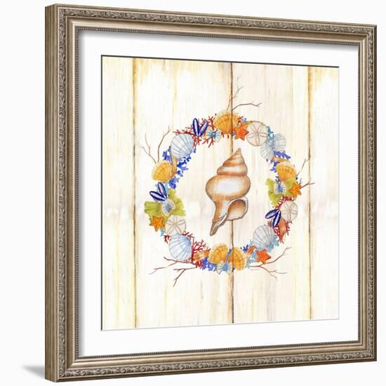 Coastal Wreath and Shell 2-Mary Escobedo-Framed Art Print