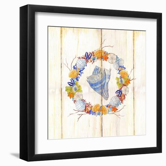 Coastal Wreath and Shell 3-Mary Escobedo-Framed Art Print
