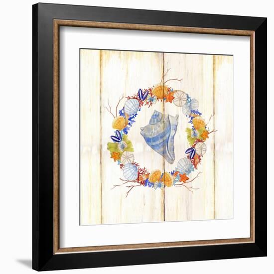 Coastal Wreath and Shell 3-Mary Escobedo-Framed Art Print