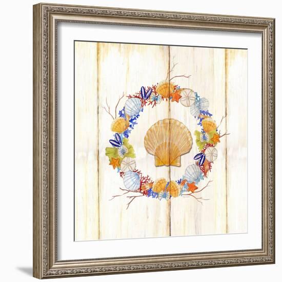 Coastal Wreath and Shell 4-Mary Escobedo-Framed Art Print