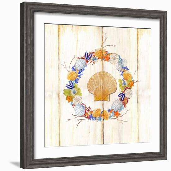 Coastal Wreath and Shell 4-Mary Escobedo-Framed Art Print