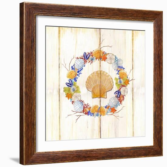 Coastal Wreath and Shell 4-Mary Escobedo-Framed Art Print