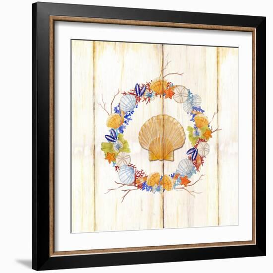 Coastal Wreath and Shell 4-Mary Escobedo-Framed Art Print