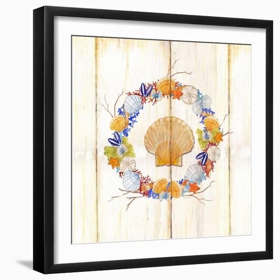 Coastal Wreath and Shell 4-Mary Escobedo-Framed Art Print