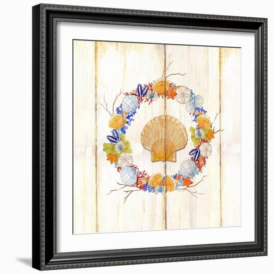 Coastal Wreath and Shell 4-Mary Escobedo-Framed Art Print