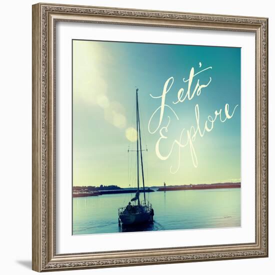 Coastline Sailboat Explore V.2-Sue Schlabach-Framed Art Print