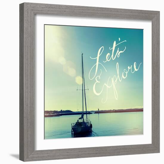 Coastline Sailboat Explore V.2-Sue Schlabach-Framed Art Print