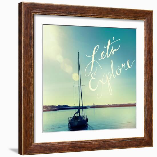 Coastline Sailboat Explore V.2-Sue Schlabach-Framed Art Print