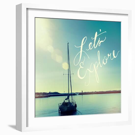 Coastline Sailboat Explore V.2-Sue Schlabach-Framed Art Print