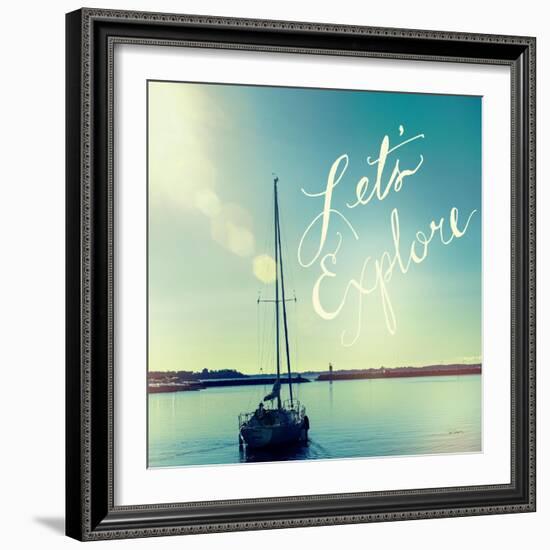 Coastline Sailboat Explore V.2-Sue Schlabach-Framed Art Print