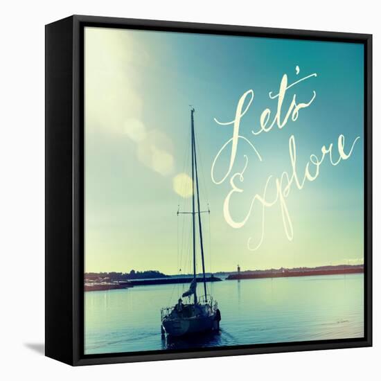 Coastline Sailboat Explore V.2-Sue Schlabach-Framed Stretched Canvas