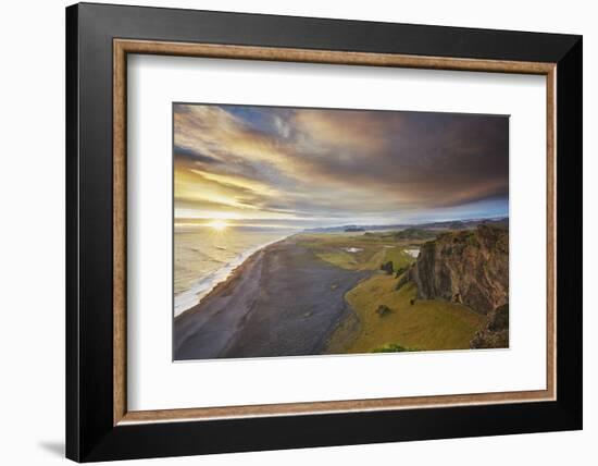 Coastline view from Dyrholaey Island, just before sunset, near Vik, south coast of Iceland-Nigel Hicks-Framed Photographic Print