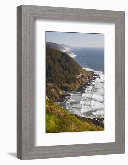 Coastline View from Overlook, Cape Perpetua Scenic Area, Oregon, USA-Jamie & Judy Wild-Framed Photographic Print