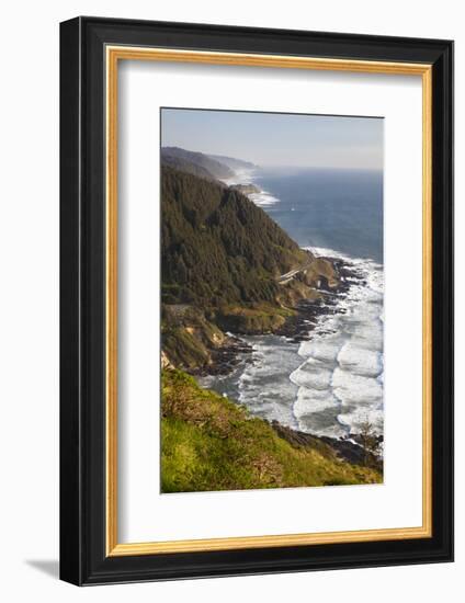Coastline View from Overlook, Cape Perpetua Scenic Area, Oregon, USA-Jamie & Judy Wild-Framed Photographic Print