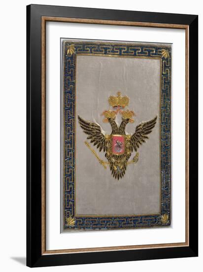 Coat of Arms from the Back Cover of 'The Russian Imperial Family', 1798 (Embroidered Silk)-Russian-Framed Giclee Print