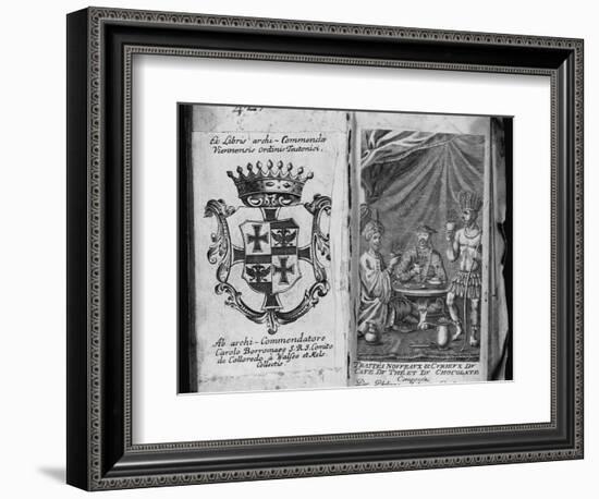 Coat of Arms of Colleredo-Meinz and Wallese Family and Three Men with New Drinks from their Country-null-Framed Photographic Print