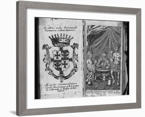 Coat of Arms of Colleredo-Meinz and Wallese Family and Three Men with New Drinks from their Country-null-Framed Photographic Print