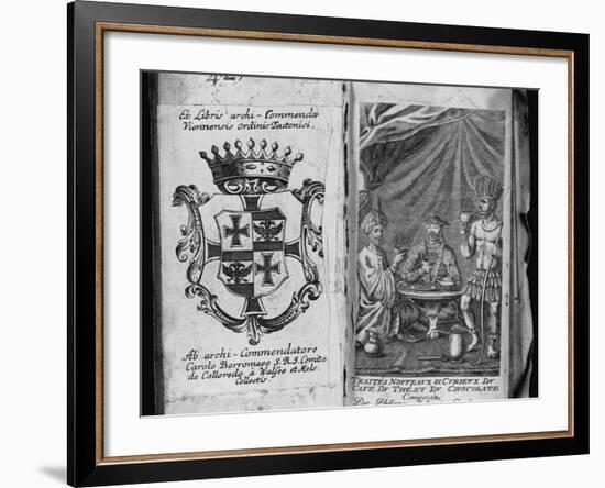 Coat of Arms of Colleredo-Meinz and Wallese Family and Three Men with New Drinks from their Country-null-Framed Photographic Print