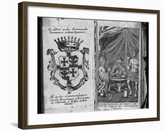 Coat of Arms of Colleredo-Meinz and Wallese Family and Three Men with New Drinks from their Country-null-Framed Photographic Print