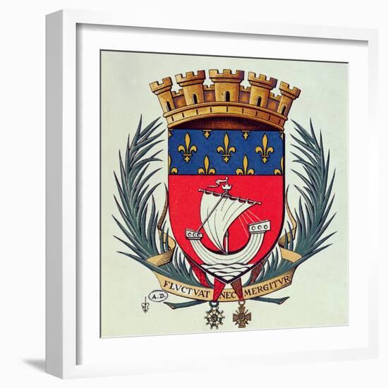 Coat of Arms of the City of Paris with the Motto 'Fluctuat Nec Mergitur'-null-Framed Giclee Print