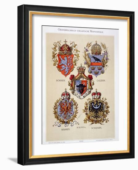 Coats of Arms from the Austro-Hungarian Empire, from 'Heraldischer Atlas'-Hugo Gerard Strohl-Framed Giclee Print