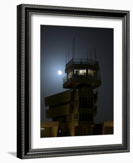 Cob Speicher Control Tower under a Full Moon-null-Framed Photographic Print