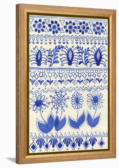 Cobalt Doodles III-Regina Moore-Framed Stretched Canvas