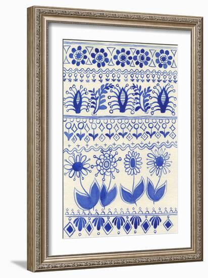 Cobalt Doodles III-Regina Moore-Framed Premium Giclee Print