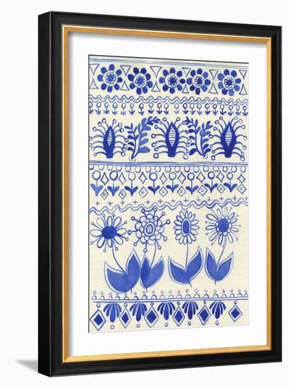 Cobalt Doodles III-Regina Moore-Framed Premium Giclee Print